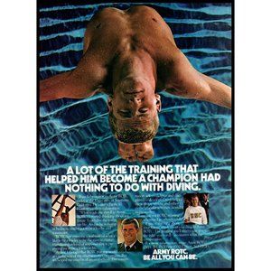 1985 US Army ROTC Recruiter Recruitment Vintage Print Ad Swimmer Backflip Photo